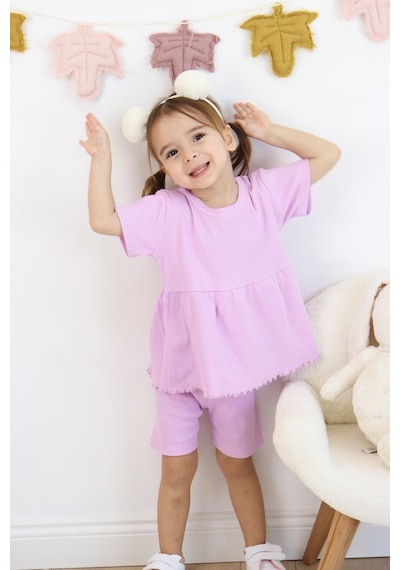 MiaBaby Fırfırlı Şortlu Takım Lila