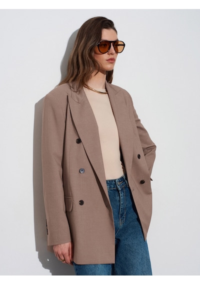 Dilvin 60798 Blazer Ceket-koyu Vizon