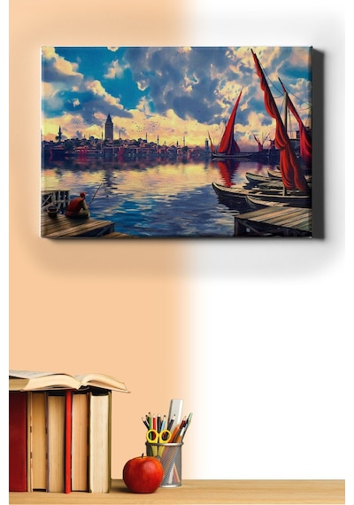 Webstyle Sayılarla Boyama Seti Kasnaklı Uzaktan Galata Kulesi 60 X 75 Cm