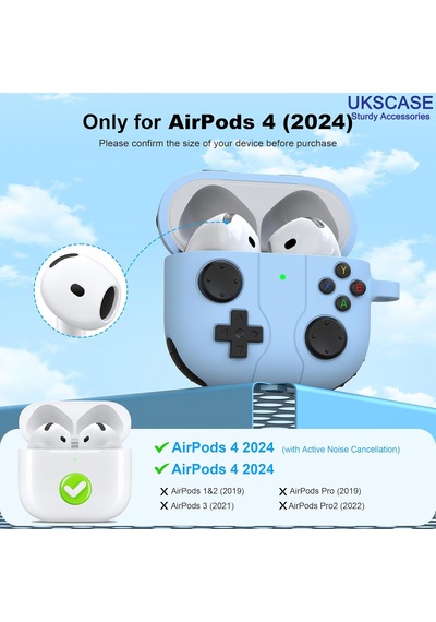 Ukscase Apple Uyumlu AirPods 4 Nesil 2024 Oyun Kolu Tasarımlı Silikon Kılıf 3