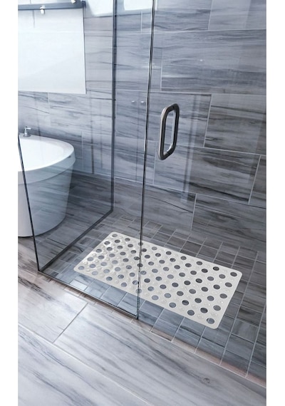 Banyo Paspası Beyaz Silikon Kaymaz Vakumlu Duş Paspası 1