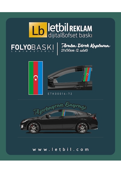 Araba Etiketleri, Tuning Kaplama, Direk Folyosu - Azerbaycan Bayrağı Renkli