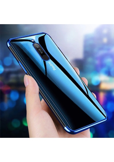 Xiaomi Redmi 8 Köşeleri Renkli Kamera Korumalı Şeffaf Kılıf