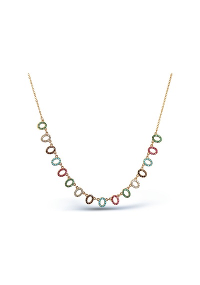 Kuyumcudukkani Multicolour Oval Parçalı Kolye-37116-r-m Rose Gold
