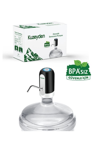 Bpa'sız Şarjlı Damacana Pompası Bpa'sız Boru 10l - 15l - 19l 1200 Mah Siyah