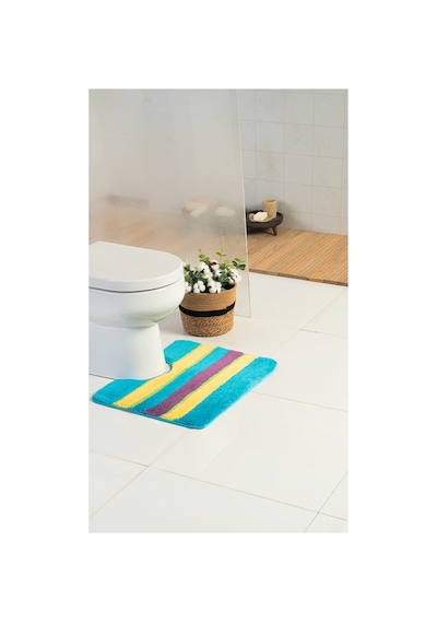 Buççin Online Mağaza Akrilik Linear Multi 60x50 Cm U Yaka Yıkanabilir , Makine Dokuması Banyo Paspası Akrilik Kalın Çok Renkli