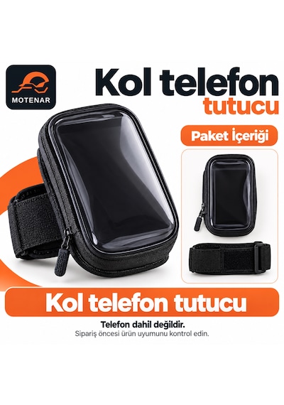 Motenar Kola Takılan Telefon Tutucu 6,7 İnç Siyah Kol Telefon Tutucu