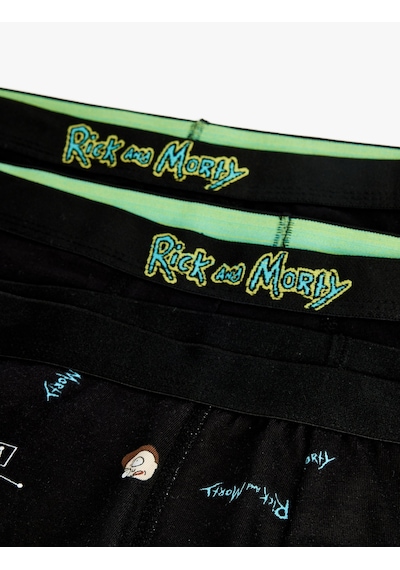 Koton Lisanslı Rick And Morty Baskılı 3'lü Pamuklu Boxer Seti Siyah 6slm90029mk