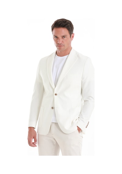Hatemoğlu Ekru Slim Fit Düz Mono Yaka Casual Ceket 14162124c001 048 Ekru
