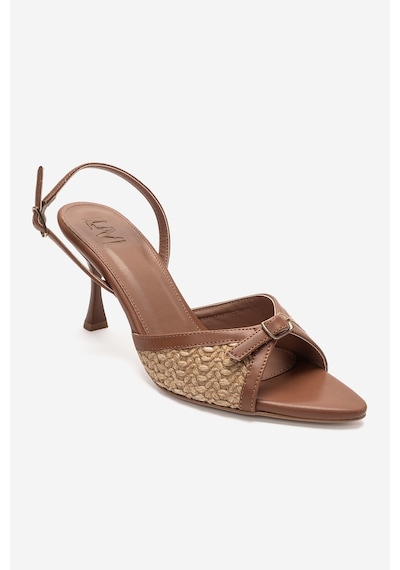 Luvi Shoes Ulea Taba Hasır Kadın İnce Topuklu Ayakkabı
