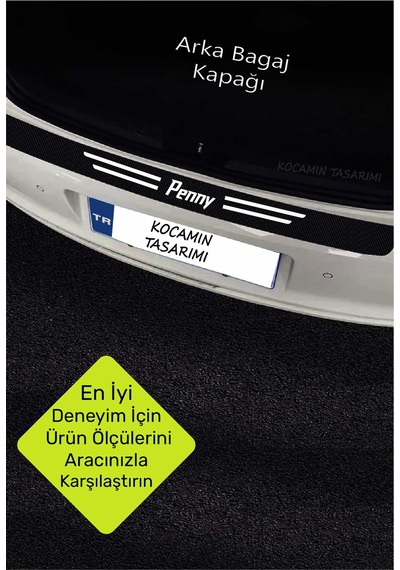 Fiat Penny Çiziklere Karşı Dayanıklı Karbon Kapı Bagaj Koruma Seti Sticker Folyo Penny Yazılı