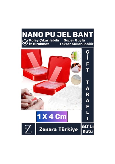 Premium Süper Güçlü Suya Toza Dayanıklı İz Bırakmaz Zararsız Nano Pu Jel Bant 60'lı Kutu