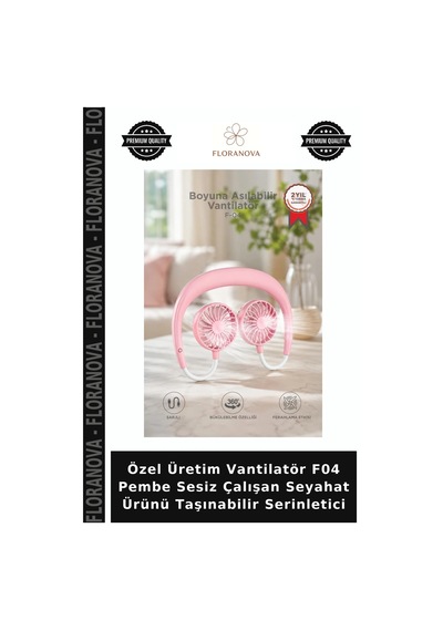 Özel Üretim Vantilatör F04 Pembe Sesiz Çalışan Seyahat Ürünü Taşınabilir Serinletici