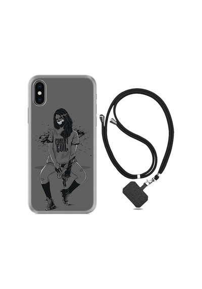 Apple Uyumlu iPhone XS Max Kılıf Boyun Askılı Purest Evil 1627