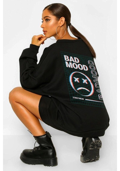 Startmore Bad Mood Oversize Siyah Sweatshirt Tarzsokak44 Siyah