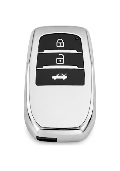 Autohan Keys Toyota Corolla İle Uyumlu Lüks Nano Anahtar Kılıfı, 3 Buton, Krom Renk, Flama X Pack