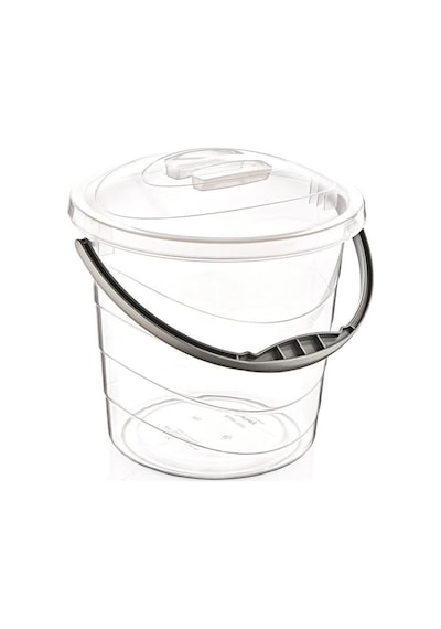 Poly Time 15 Litre Kapaklı Ölçekli Şeffaf Su Kovası - ABS Plastik - Saplı Şeffaf