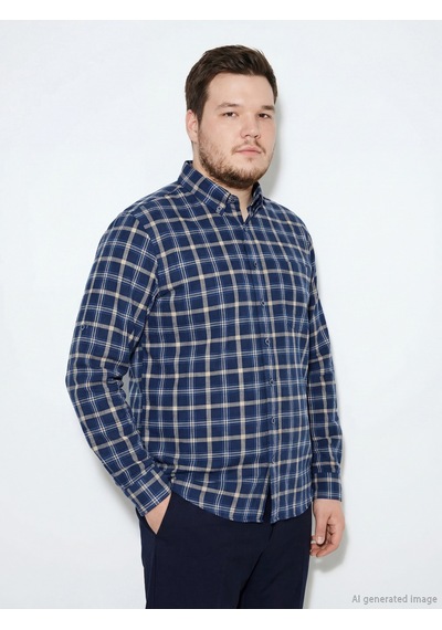 Lcwaıkıkı Classic Lacivert Regular Fit Ekose Erkek Gömlek