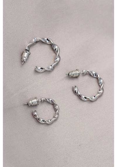 Burgu Model Gümüş Metal Küpe Seti Çok Renkli
