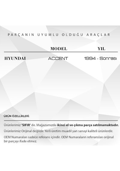 Hyundai Accent İçin Fren Debriyaj Pedal Lastiği