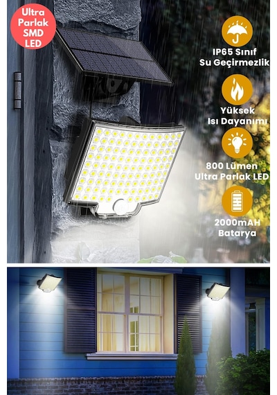 Trendpoint Solar Güneş Enerjili 110 Ledli Kumandalı Hareket Sensörlü 3 Modlu Bahçe Aydınlatma Lamba