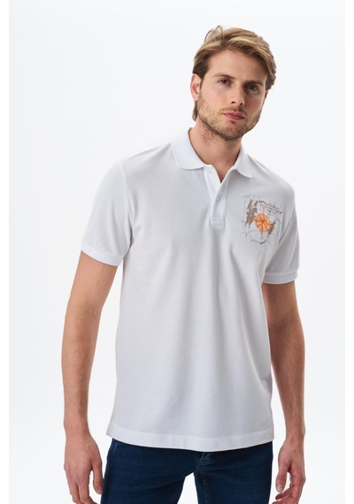 AR-MA Arma Erkek Regular Fit Baskılı % 100 Pamuk Pike Polo Yaka Tişört Y29374356202 Beyaz