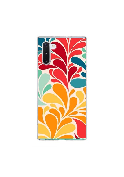 Samsung Galaxy Note 10 İle Uyumlu 1mm Slim Fit Retro Colors 5 Baskılı Şeffaf Kılıf Şeffaf
