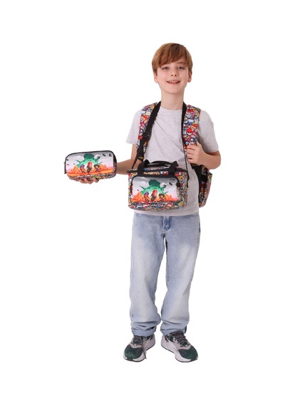 Kaukko Kids Aviator Siyah Renk Erkek Çocuk Üçlü İlkokul Okul Çantası Seti/takımı - Setkk-l5424a
