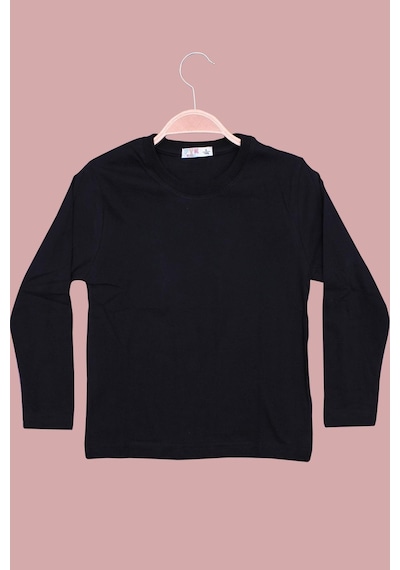 Markahit Basic Bisiklet Yaka Uzun Kol%100 Pamuk Likralı Düz Unisex Çocuk T-shirt Siyah Markahit Basic Bisiklet Yaka Uzun Kol%100 Pamuk Likralı Düz Unisex Çocuk T-shirt Siyah