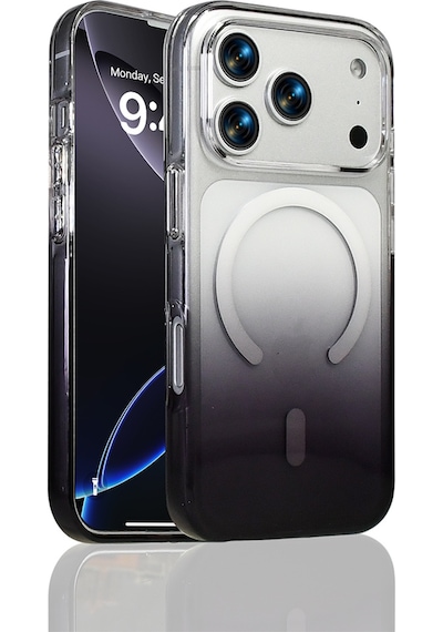 Apple Uyumlu iPhone 17 Pro Max Kılıf M-safe Şarj Özellikli Septik Silikon Kılıf Siyah