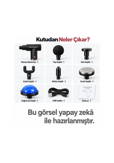 Yues Sıcak Soğuk Kompresli Şarjlı Masaj Tabancası 6 Başlık Siyah