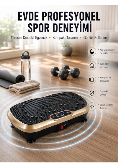 Ev Tipi Titreşimli Spor Aleti Yağ Yakım Destekli Tasarım Yeni Nesil Siyah