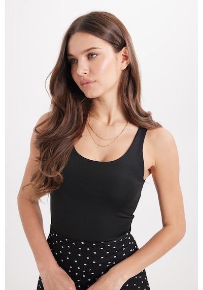 Tudors Kadın Standart Fit Normal Kesim Kolsuz Halter Yaka Siyah Crop Atlet-50961