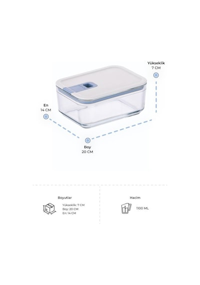 Neoflam Perfect Seal Dikdörtgen Cam Saklama Kabı Bej 1100 ML Bej