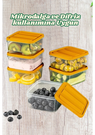 12'li Buzdolabı Düzenleyici Organizeri Mikrodalgaya Uygun Difriz Saklama Kabı 12x775ml Turuncu