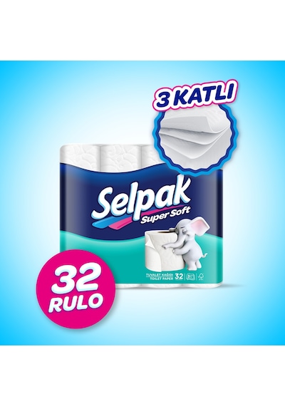 Selpak Süper Soft Üç Katlı Tuvalet Kağıdı 32 Rulo