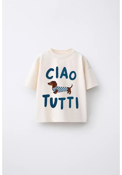 Poala Kids Ciago Tutti Dog Tshirt Bej