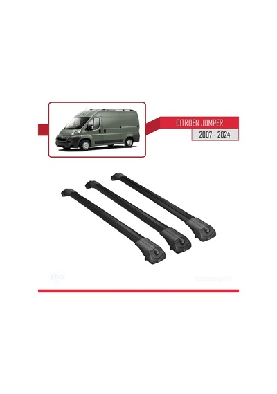 Citroen Jumper 2007 Ve Sonrası İle Uyumlu Ace-1 Ara Atkı Tavan Barı Siyah 3 Adet Bar