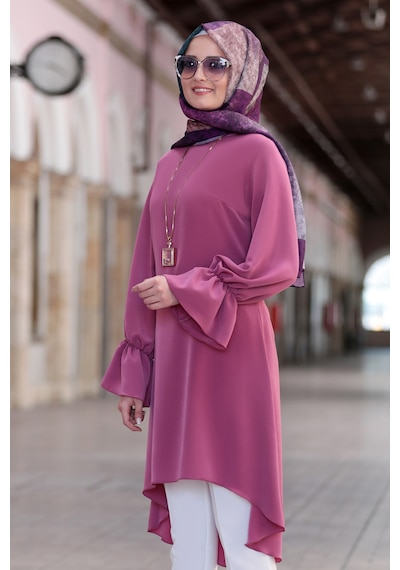 Raika Moda Leman Büyük Beden Tesettür Tunik Gülkurusu