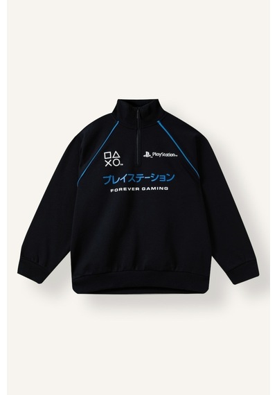 Defacto Playstation Oversize Dik Yaka Yarım Fermuarlı Baskılı Sweatshirt Erkek Çocuk I3673a826wnnv86 Lacivert-nv86
