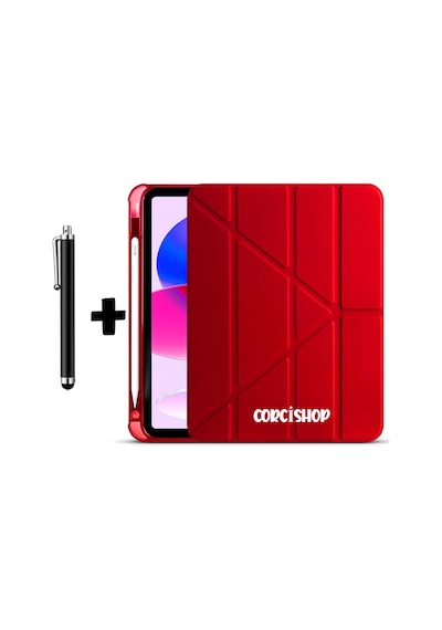 Apple İpad 9.7 2018 5.nesil Kılıf Kalem Bölmeli Farklı Stand Arkası Yumuşak Silikon + Kalem Arka Kapak