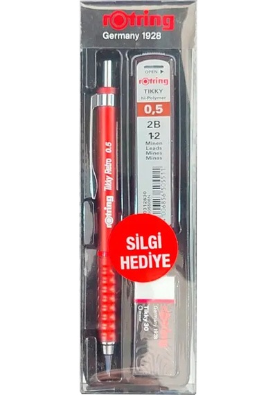 Rotring Okul Seti Tikky Retro 0.5+min Silgi Hediyeli Kırmızı Çok Renkli