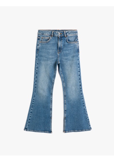 Koton Bol Paça Kot Pantolon Pamuklu - Wide Leg Jean Orta İndigo 4wkg40013ad İndigo