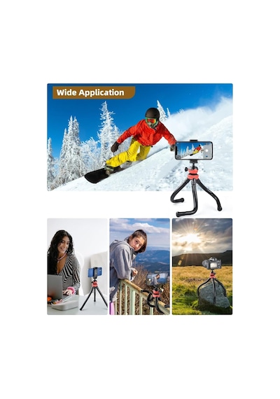 Bluetooth Kumandalı Esnek Ahtapot Tripod, Flexible Masa Üstü Telefon Ve Kamera Tutucu 1.2 Kg Taşıma Kapasiteli, Sel Genel