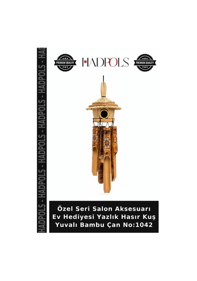 Özel Seri Salon Aksesuarı Ev Hediyesi Yazlık Hasır Kuş Yuvalı Bambu Çan No:1042