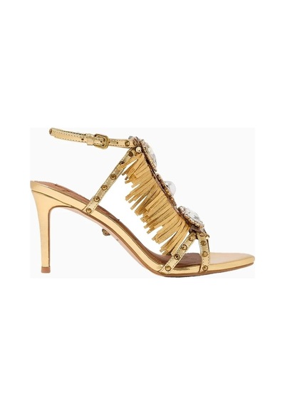 Kurt Geiger Jewel Fringe 90 Lüks Topuklu Deri Sandalet Altın