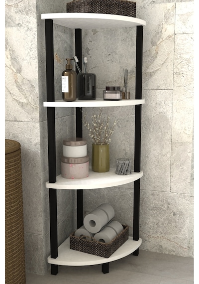 Decoline Banyo Rafı 4 Katlı Moblen Modern Organizer Depolama Ünitesi-beyaz Beyaz