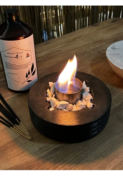 Dekoratif Bio-fire V2 Siyah Masaüstü Şömine + 1 Lt Bio-ethanol Yakıt