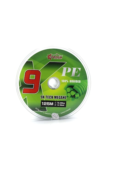 Captain X9 Megane Tech Pe 9 Örgü Spin İpi 125mt Dark Green Standart - 0.16 Mm