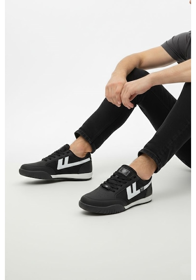 Letao Kauçuk Kaymaz Tabanlı Retro Sneaker Günlük Spor Ayakkabı Siyah - Beyaz